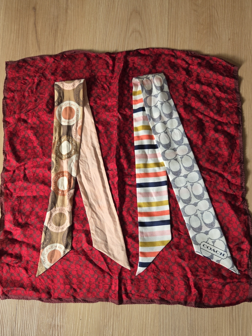 Coach Ponytail Twilly Scarf Lot Of 3